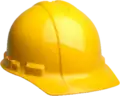A yellow hardhat, similar to those used by construction workers