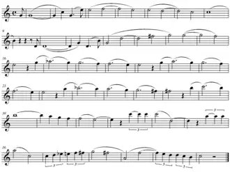 musical score showing long phrase, covering 41 bars or measures