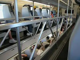 Structural trusses on a crowded gallery car